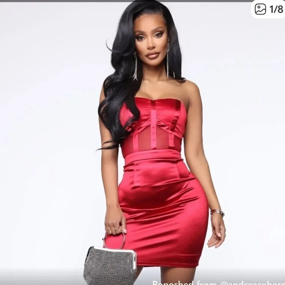 Fashion Nova Scarlet Satin Mini Dress